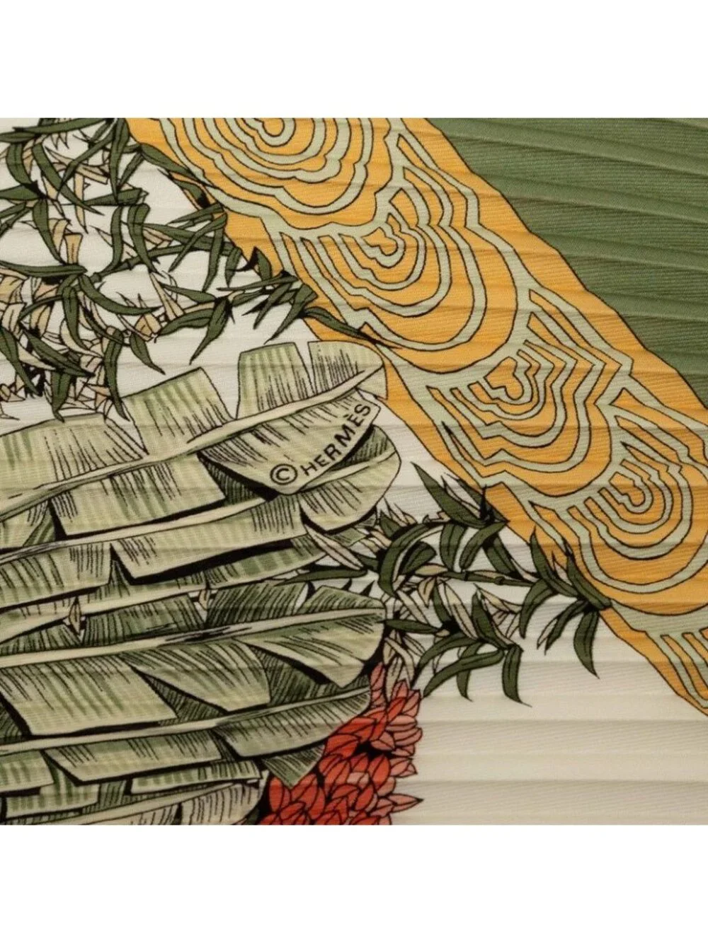 Hermes Carre 90 Pleated les Legendes de L'arbre Wood Legend Scarf Large